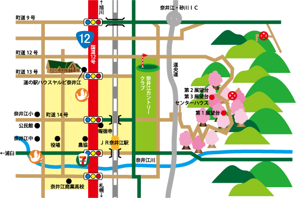 にわ山森林自然公園イラストマップ